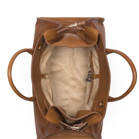 PRATESI Made in Italy Leather Satchel 💼 Elegant Gold Hardware, Adjustable Strap - Picture 9 of 16